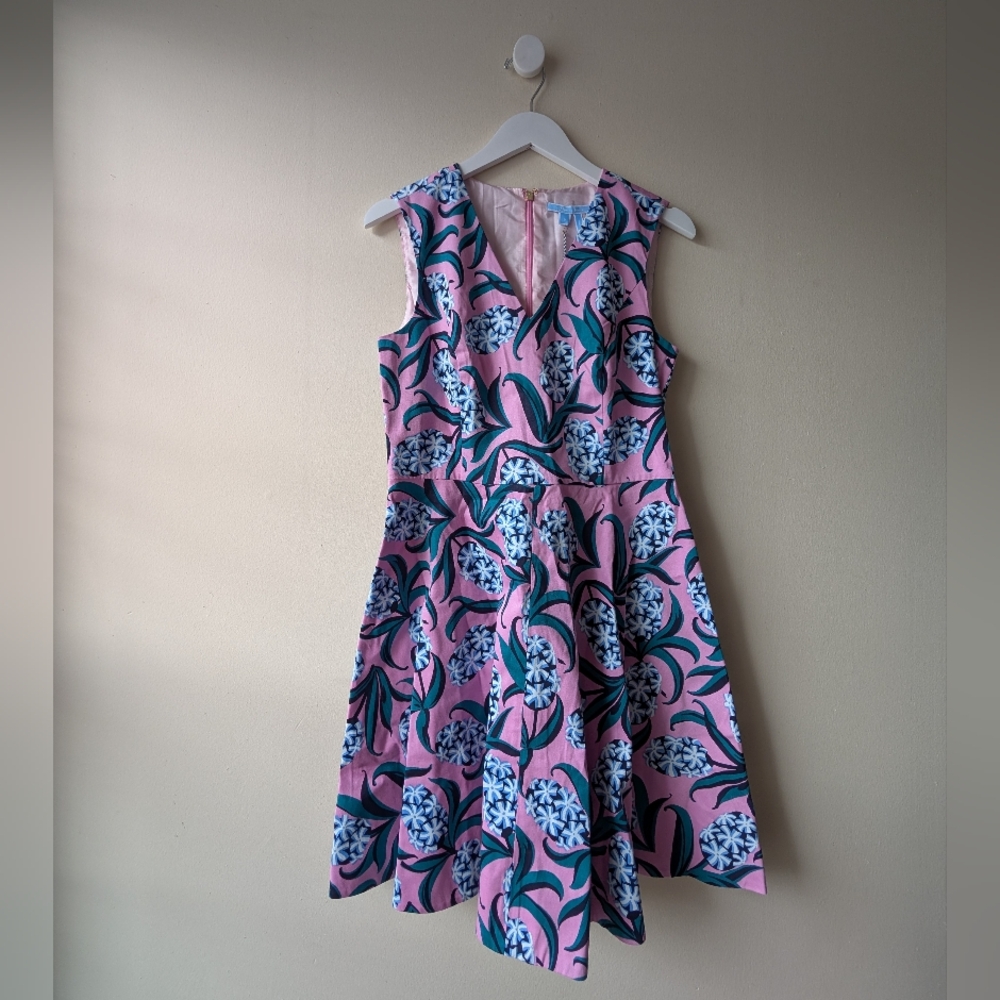 Draper James Floral Pink and Blue Sleeveless Dress 8 NWT